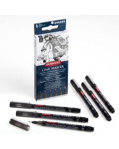 Derwent Line Maker Pens - Black. Set of 6